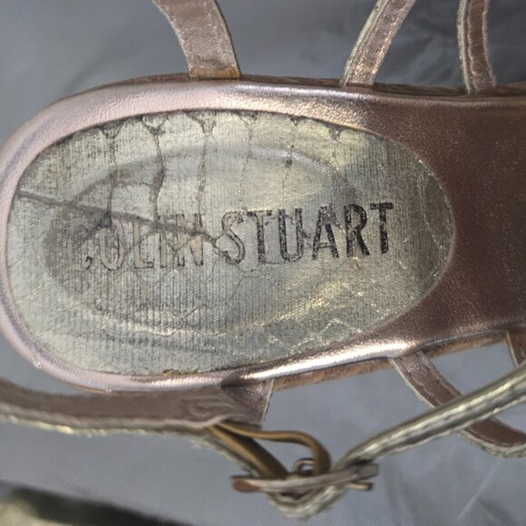 Gold Colin Stuart Wedge Sandals Size 6 - Picture 4 of 4